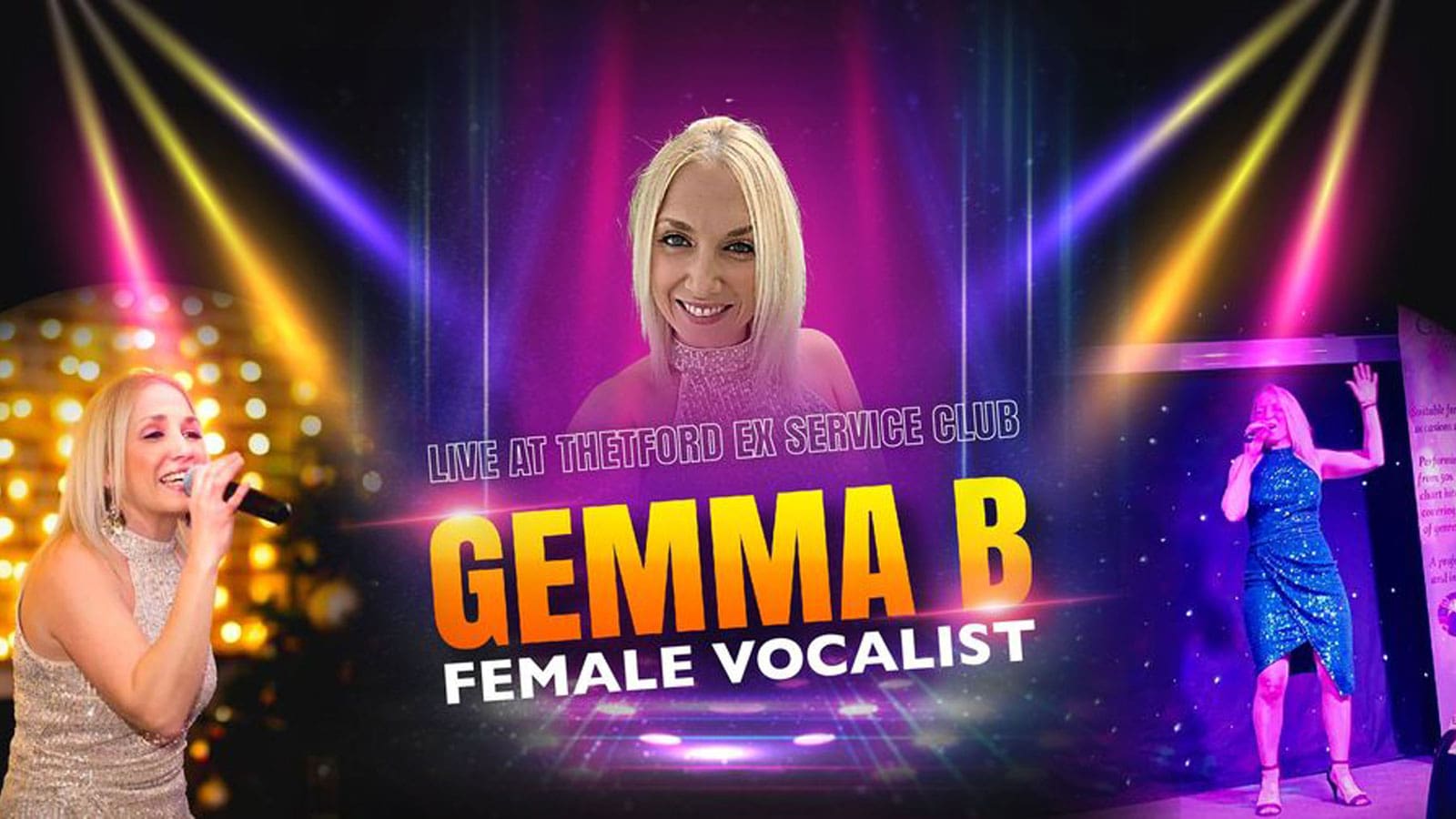 Thetford Bubbly Hub What’s On and Events Gemma B - Female Vocalist Bank Holiday Weekend at Ex Service Men's Club