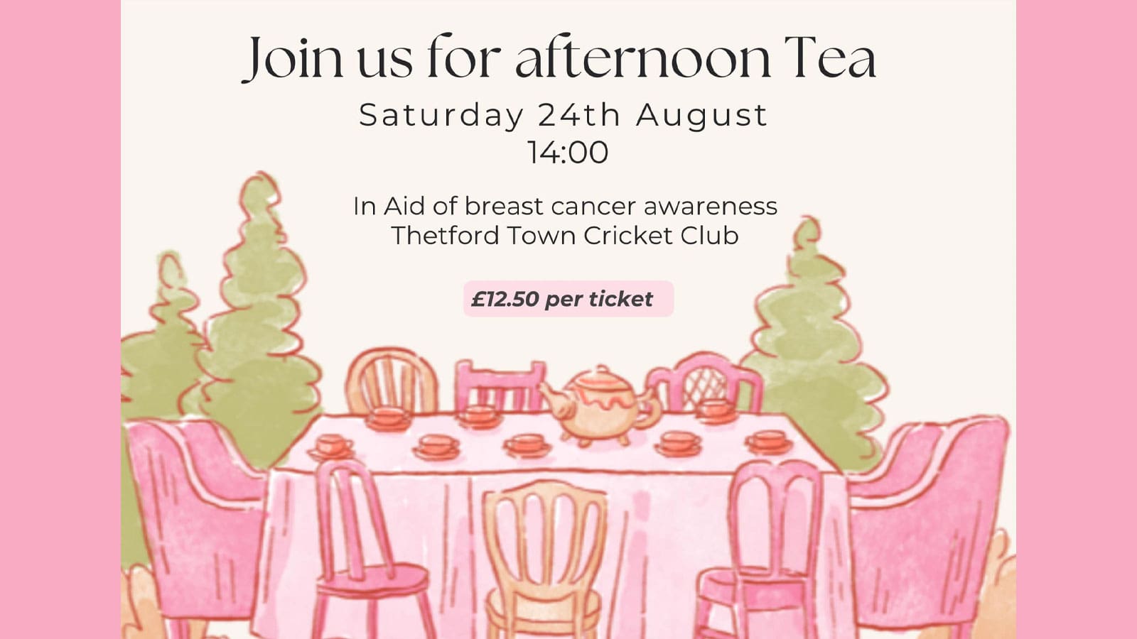 Thetford Bubbly Hub what's on and events Afternoon Tea Ladies Cricket Breast Cancer