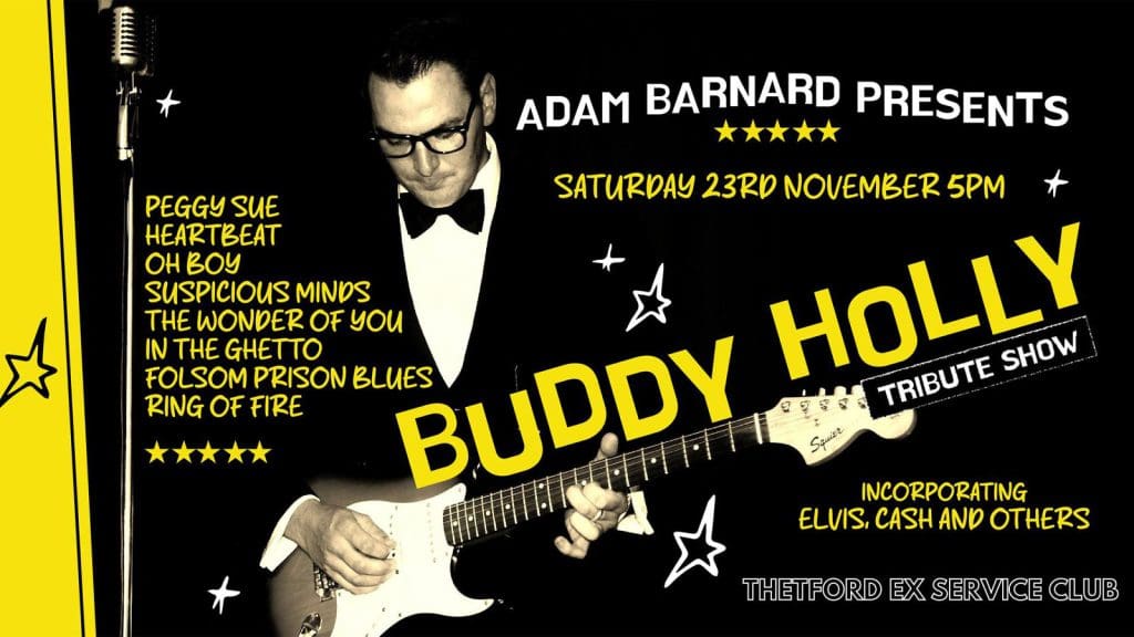 Thetford Bubbly Hub what's on and events Buddy Holly Tribute Live Music Ex Service